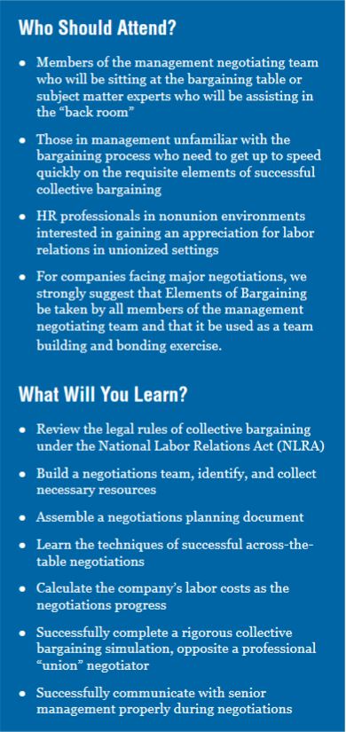 Bulleted list of who should attend and what you will learn with the US Labor Professional Certification 